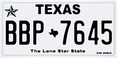 TX license plate BBP7645