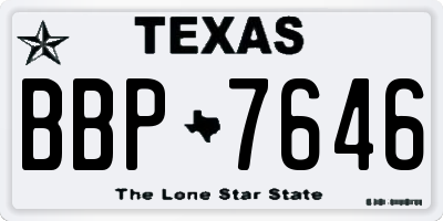 TX license plate BBP7646