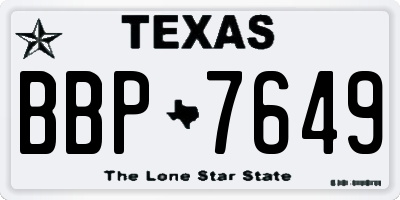 TX license plate BBP7649