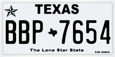 TX license plate BBP7654