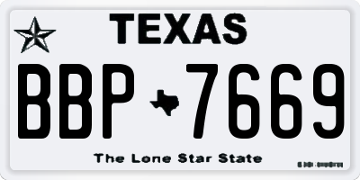 TX license plate BBP7669