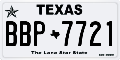 TX license plate BBP7721