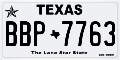 TX license plate BBP7763