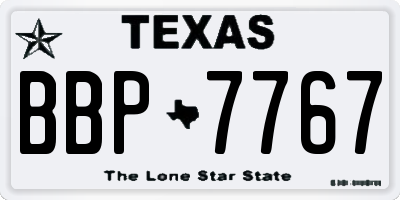 TX license plate BBP7767