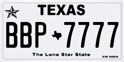 TX license plate BBP7777