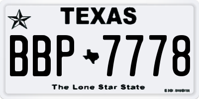 TX license plate BBP7778