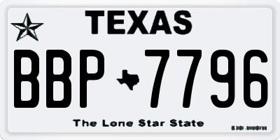TX license plate BBP7796