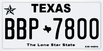 TX license plate BBP7800