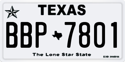TX license plate BBP7801