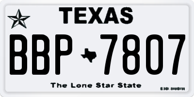 TX license plate BBP7807