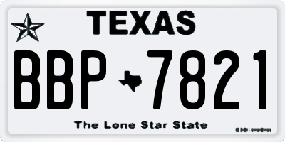 TX license plate BBP7821
