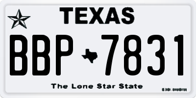 TX license plate BBP7831