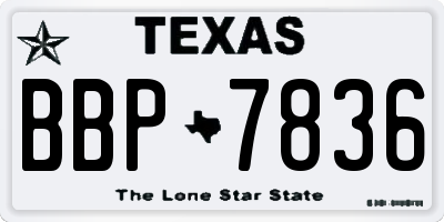 TX license plate BBP7836