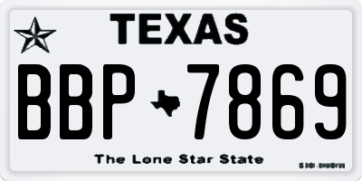 TX license plate BBP7869