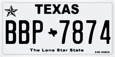 TX license plate BBP7874