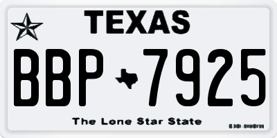 TX license plate BBP7925