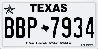 TX license plate BBP7934
