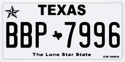 TX license plate BBP7996