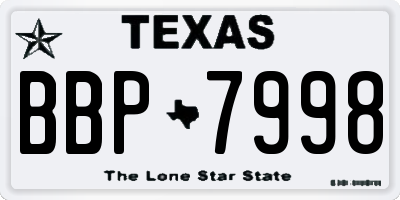 TX license plate BBP7998