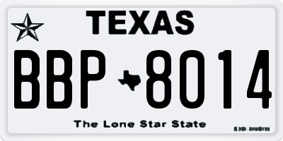 TX license plate BBP8014