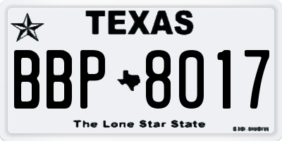 TX license plate BBP8017