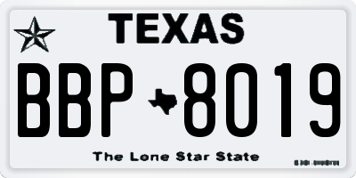 TX license plate BBP8019