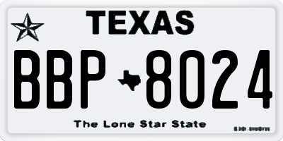 TX license plate BBP8024
