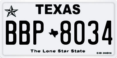 TX license plate BBP8034