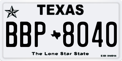 TX license plate BBP8040
