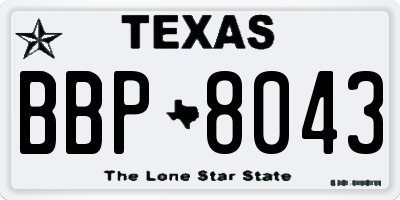 TX license plate BBP8043