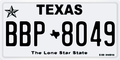 TX license plate BBP8049