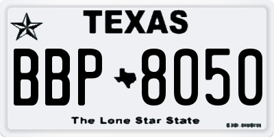 TX license plate BBP8050