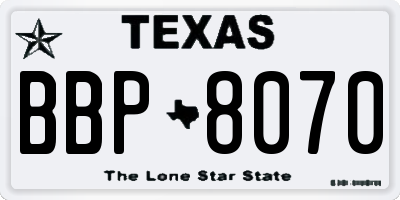 TX license plate BBP8070