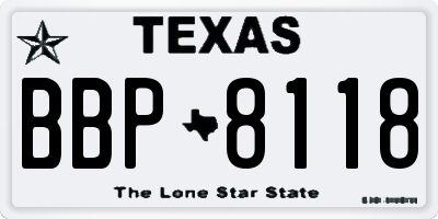 TX license plate BBP8118