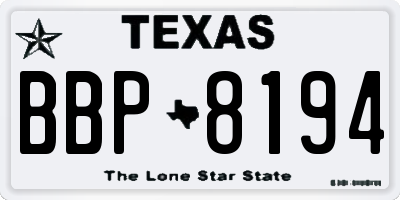 TX license plate BBP8194