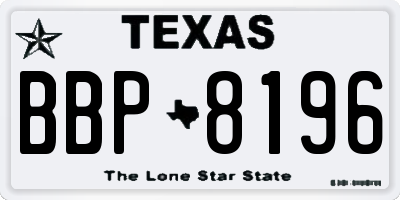 TX license plate BBP8196