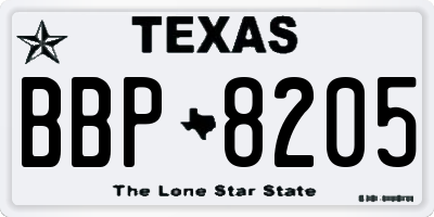 TX license plate BBP8205