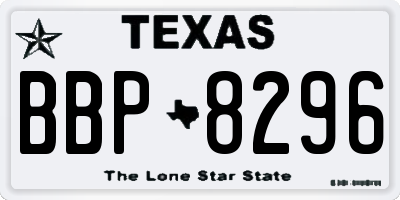 TX license plate BBP8296