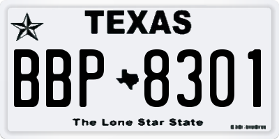 TX license plate BBP8301