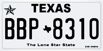 TX license plate BBP8310