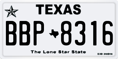 TX license plate BBP8316