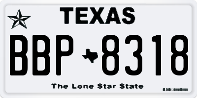 TX license plate BBP8318