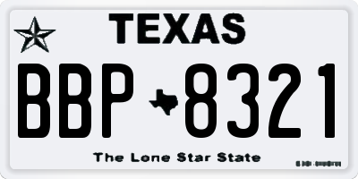 TX license plate BBP8321