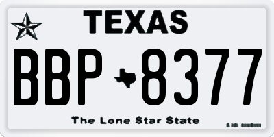 TX license plate BBP8377