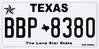 TX license plate BBP8380