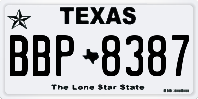 TX license plate BBP8387