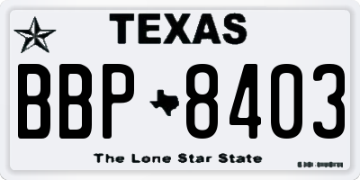 TX license plate BBP8403