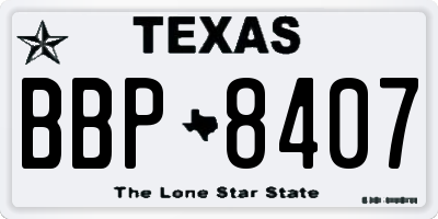 TX license plate BBP8407
