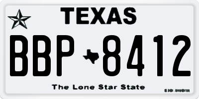 TX license plate BBP8412