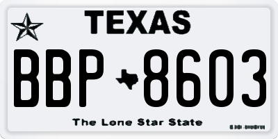 TX license plate BBP8603